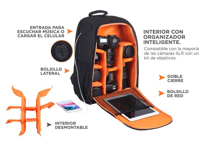 Kit Mochila Cámara Reflex + Trípode Fotografía Profesional - 3