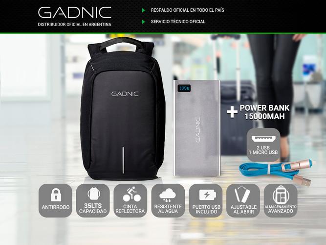 Mochila Antirrobo Gadnic + Power Bank 15000mAh - 1