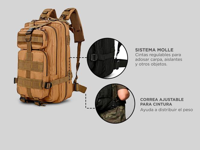 Kit Mochila Táctica Militar 45L + Mochila Camel Back 2.5L - 4