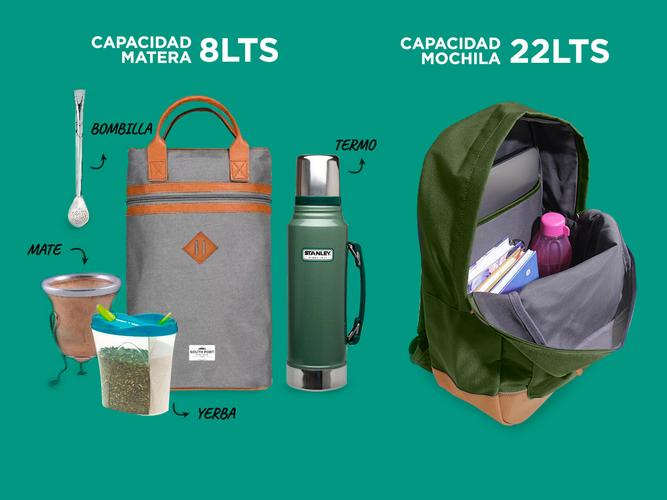 Kit Mochila Elegante South Port Urban + Mochila Matera Porta Termo Manijar Cuero - 2