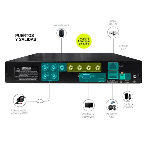 Kit 4 Cámaras P2P IP + DVR + Disco 1TB + Monitor LED 18,5