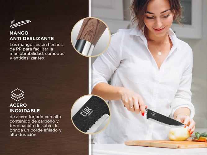 Set Gadnic x4 Cuchillos de Cocina Con Mango Antideslizante + Pelador +Tijera  - 2