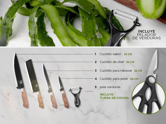 Set Gadnic x4 Cuchillos de Cocina Con Mango Antideslizante + Pelador +Tijera  - 3