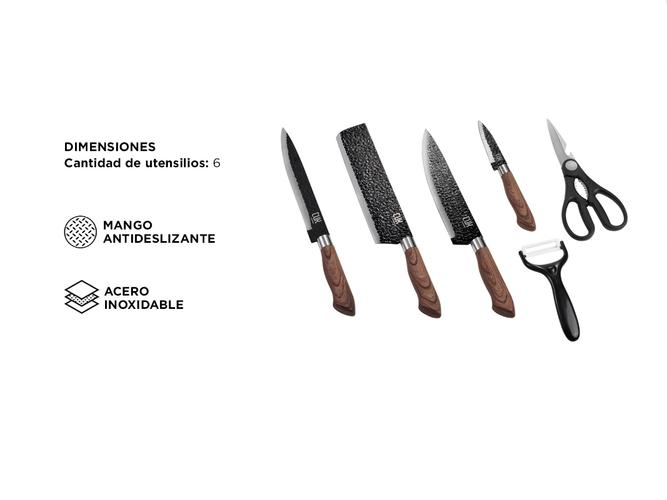 Set Gadnic x4 Cuchillos de Cocina Con Mango Antideslizante + Pelador +Tijera  - 5