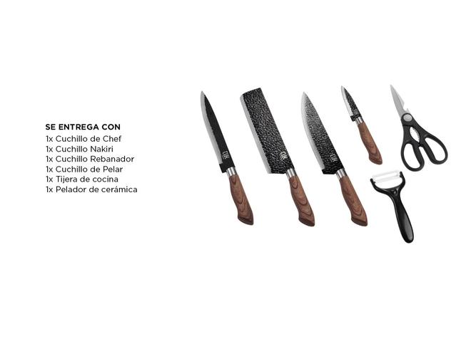 Set Gadnic x4 Cuchillos de Cocina Con Mango Antideslizante + Pelador +Tijera  - 6