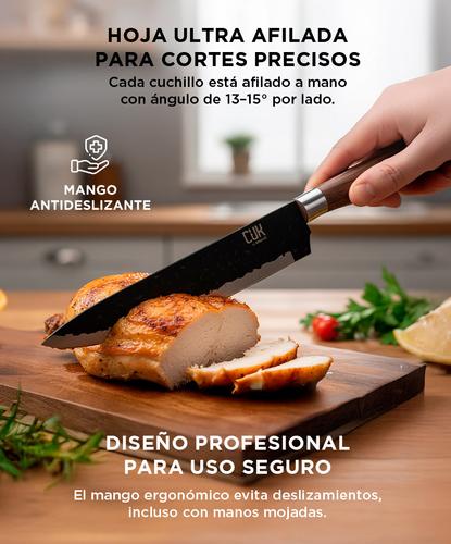Set Gadnic x4 Cuchillos de Cocina Con Mango Antideslizante + Pelador +Tijera  - 2