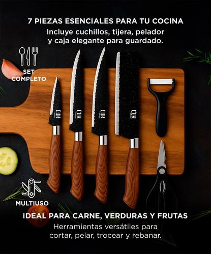 Set Gadnic x4 Cuchillos de Cocina Con Mango Antideslizante + Pelador +Tijera  - 3