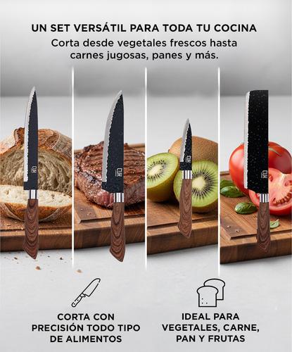 Set Gadnic x4 Cuchillos de Cocina Con Mango Antideslizante + Pelador +Tijera  - 4