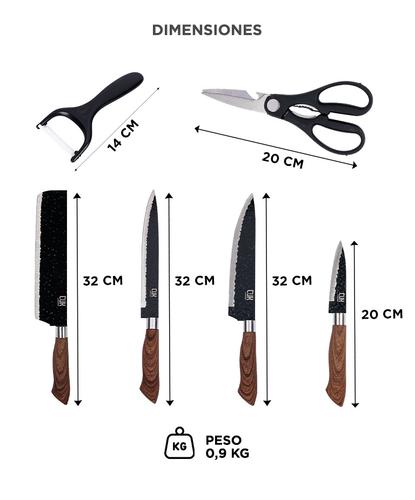 Set Gadnic x4 Cuchillos de Cocina Con Mango Antideslizante + Pelador +Tijera  - 5