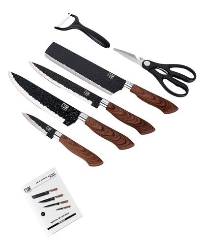 Set Gadnic x4 Cuchillos de Cocina Con Mango Antideslizante + Pelador +Tijera  - 6