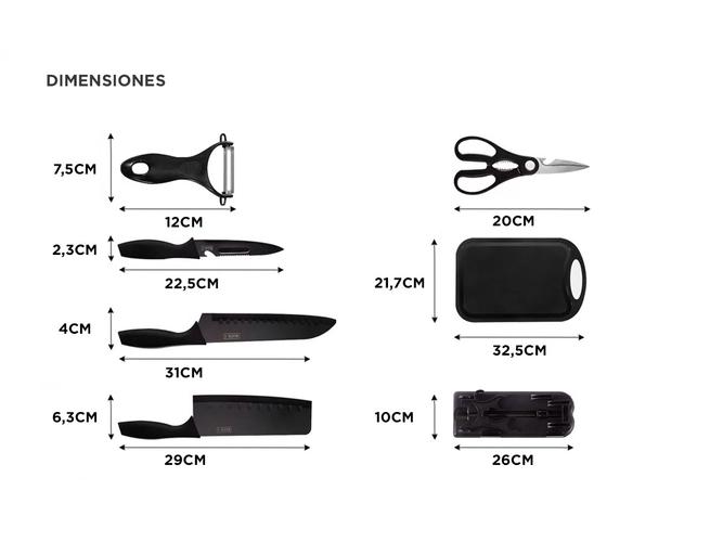 Set Cuchillos 7 Piezas Gadnic Cocina Acero Inoxidable  - 3