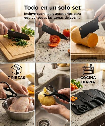 Set Cuchillos 7 Piezas Gadnic Cocina Acero Inoxidable  - 3