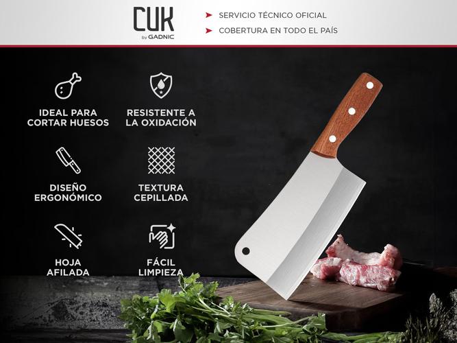 Cuchillo Hacha Gadnic Acero Inoxidable Con Mango Madera - 1
