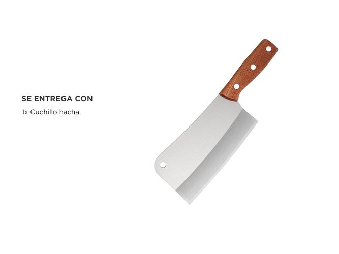 Cuchillo Hacha Gadnic Acero Inoxidable Con Mango Madera - 4