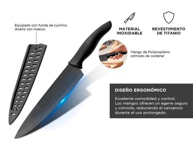 Juego de 6 Piezas Cuchillos Cocina Cuk by Gadnic De Acero Inoxidable - 3