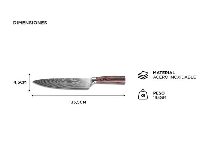 Cuchillo De Chef Profesional Gandic De Acero Inoxidable - 3