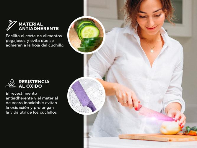 Juego De Cuchillos Gadnic Acero Inoxidable 6 Piezas Multicolores - 2