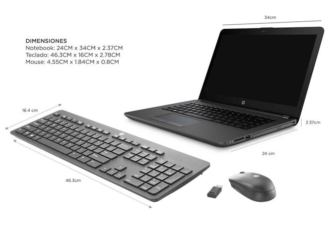 Notebook HP 240 G6 Core i3 4Gb 1Tb 14”+ Kit Teclado y Mouse Inalámbrico - 6