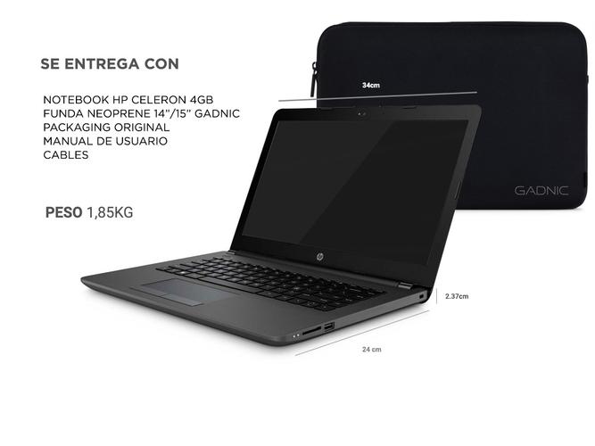 Notebook Hp 240 G6 Intel Dual Core 4Gb 500Gb 14” HD + Funda Neoprene - 6