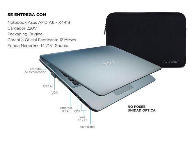 Notebook Asus A6 4gb 500gb Win 10 + Funda Neoprene - 6