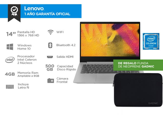 Notebok Lenovo Celeron 4gb 500gb Win 10 + Funda Neoprene - 1