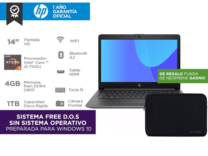Notebook Hp Ryzen 3 Amd 4gb 1Tb 14 Pulgadas  + Funda Neoprene - 1