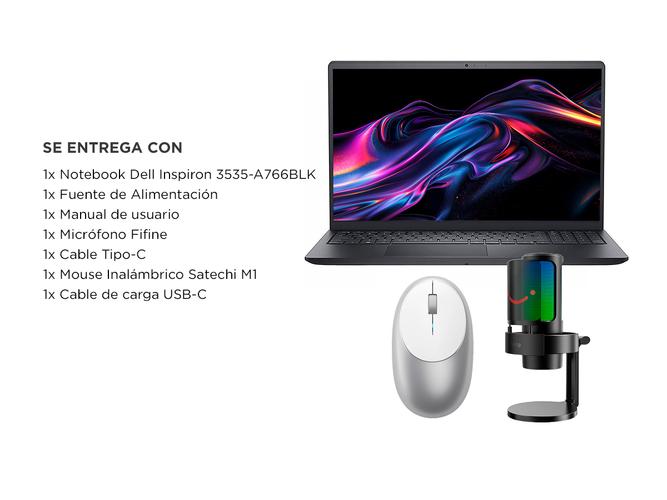 Kit de Notebook Dell Con Micrófono y Mouse Plateado Inalámbrico - 6