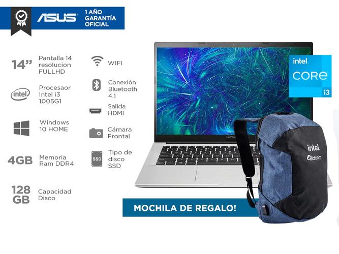 Notebook Asus X413JA-211 Intel core i3 4gb ssd 128gb 14 Pulg Windows 10 + Mochila de regalo - 1