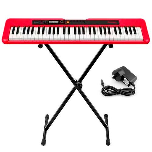 Teclado Musical Casio Casiotone CT-S200 61 Teclas Rojo  Soporte Tipo Tijera Carlsbro  Fuente Alimentacion - 0
