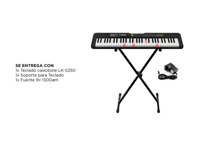 Teclado Sensitivo Casio Casiotone LK-S250 61 Teclas Con Luz Negro + Soporte Tipo Tijera Carlsbro + Fuente Alimentacion - 6