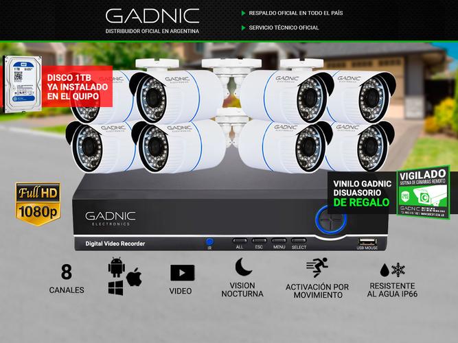 Cámaras de Seguridad x8  DVR Gadnic SX16 IP Premium Interior  Exterior Visión Nocturna 1Tb - 1