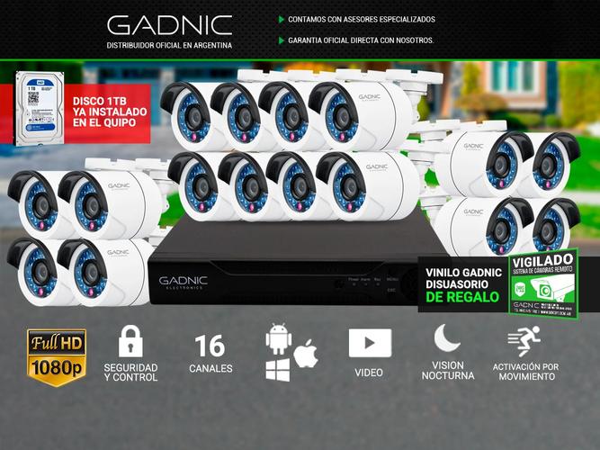 Cámaras de Seguridad x16 + DVR Gadnic SX17 Interior / Exterior Visión Nocturna 1tb - 1