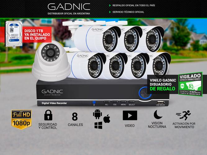 Kit DVR 8 Canales + 7 Cámaras CCTV Exterior + 1 CCTV Interior - 1