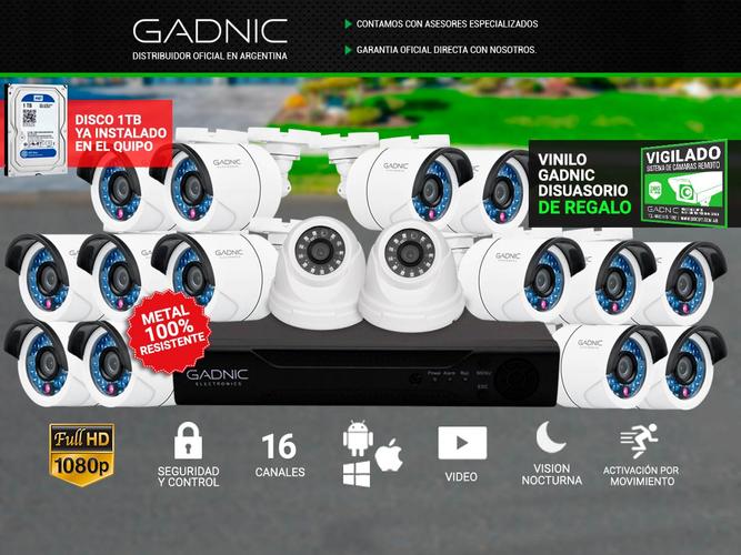 Kit DVR 16 Canales + 14 Cámaras CCTV Exterior + 2 CCTV Interior - 1