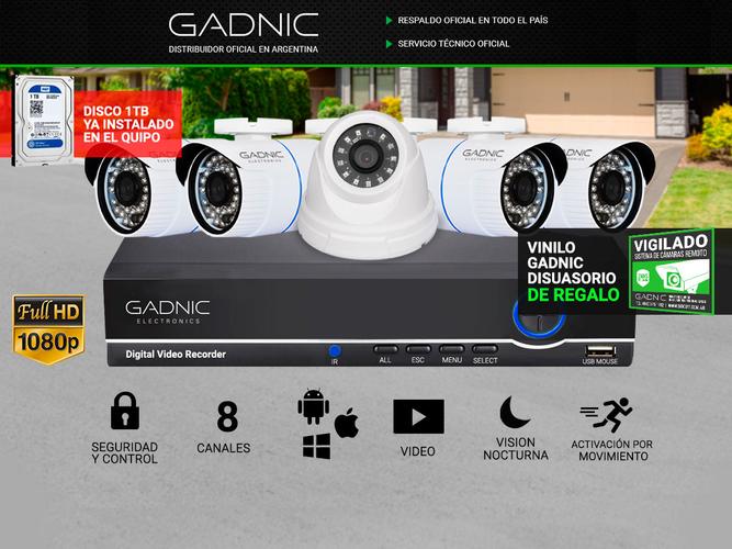 Kit DVR 8 Canales + 4 Cámaras CCTV Exterior + 1 CCTV Interior - 1
