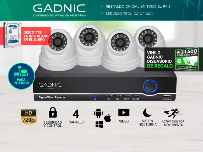 Kit DVR + 4 Cámaras de Seguridad para interior con audio + Disco de 1TB - 1