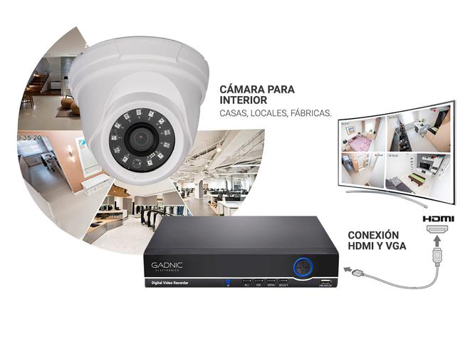 Kit DVR + 4 Cámaras de Seguridad para interior con audio + Disco de 1TB - 6