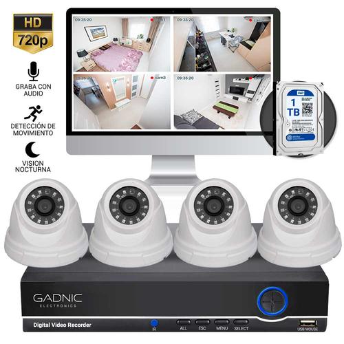 Kit DVR + 4 Cámaras de Seguridad para interior con audio + Disco de 1TB - 0