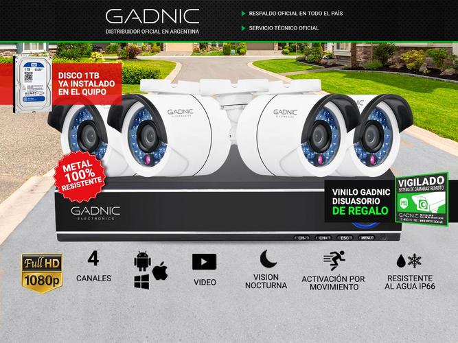 Cámaras de Seguridad x4  DVR Gadnic SX34 Interior  Exterior Visión Nocturna 1tb - 1