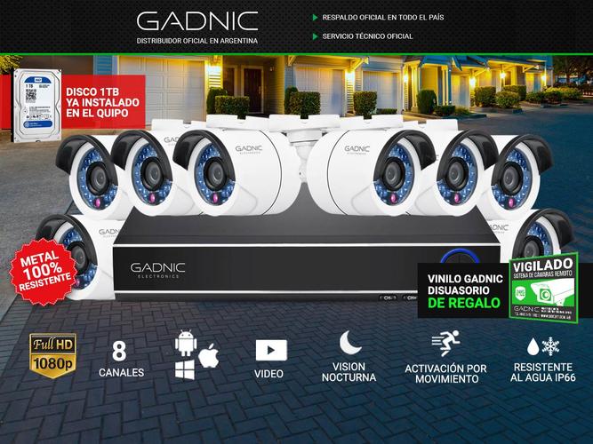 Cámaras de Seguridad x8 + DVR Gadnic SX35 Interior / Exterior Visión Nocturna 1tb - 1