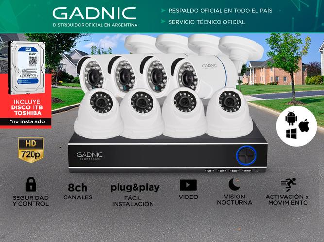 Kit 4 Cámaras de Seguridad Interior/Exterior + 4 Domos De Interior FULL HD 1080 Visión Nocturna - 1