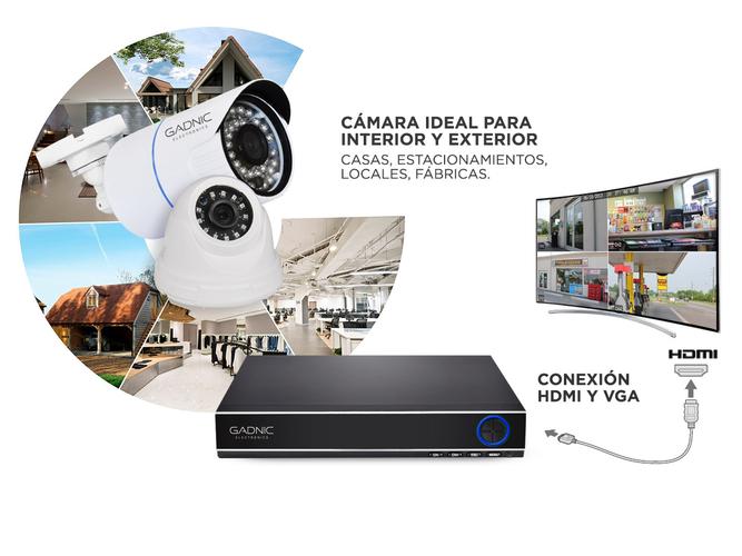 Kit 4 Cámaras de Seguridad Interior/Exterior + 4 Domos De Interior FULL HD 1080 Visión Nocturna - 6
