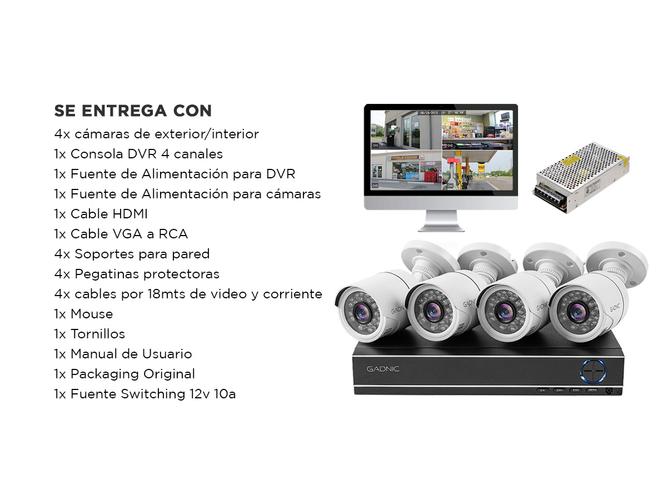 Kit x 4 Camaras de Seguridad + Fuente DVR + Fuente Switching - 6