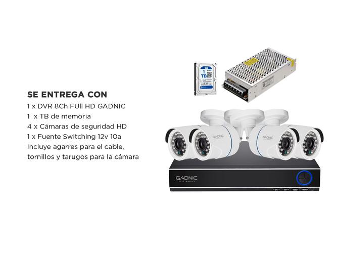 Kit x 4 Camaras de Seguridad Exterior DVR + Fuente Switching 12v a 10a 1TB - 6