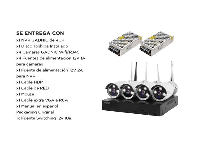Kit x 4 Cámaras de Seguridad Sx24 Interior Exterior NVR 1TB  1 Fuente Switching 12v a 10a - 6