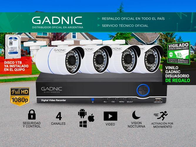 Cámaras de Seguridad x4 + DVR Gadnic SX29 Interior / Exterior Visión Nocturna 1tb - 2