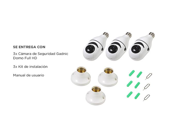 Kit x3 Camara IP Bulbo Gadnic - 6