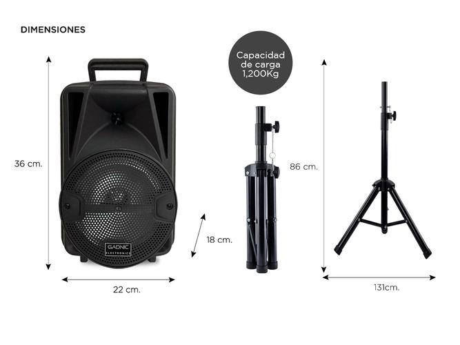 Kit Parlante Bluetooth Con Micrófono + Trípode Para Speakers - 5