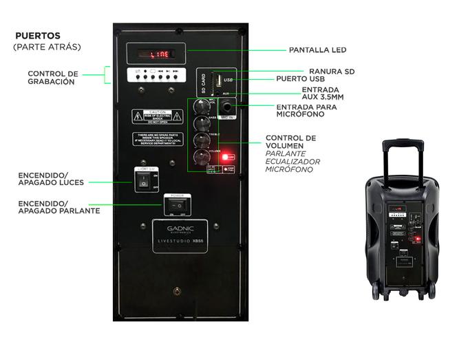 Kit Parlante Bluetooth con Luz Led +Tripode - 4