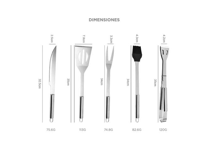 Kit Para Parrilla Gadnic Cuk 5 Piezas Acero inoxidable  - 5